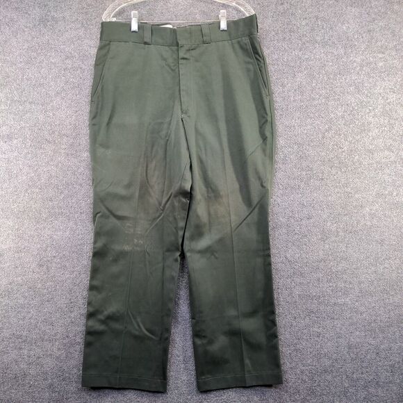 Big Mac Men's Flat Front Straight Leg Chino Pants Green 36x29 Workwear - Picture 2 of 12